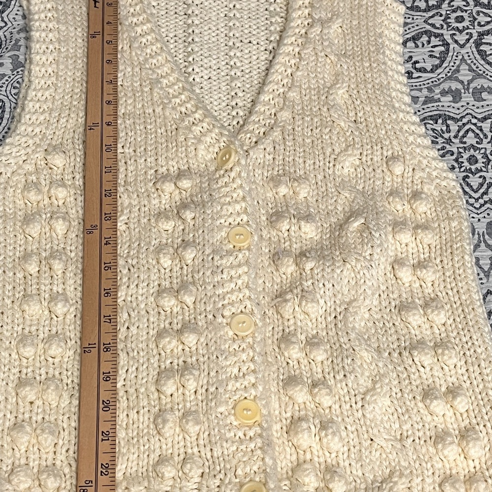 ADORIA Vintage Cream V-Neck Knitted Sweater Vest Large - Picture 6 of 7